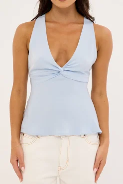 Ellie Twist Halter Top Light Blue