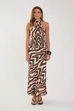 Elliot Halter Top Brown Print