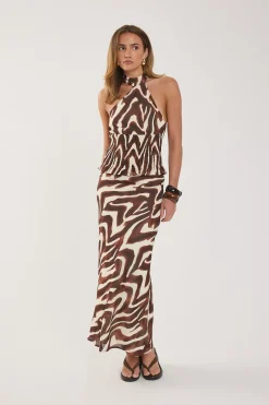 Elliot Halter Top Brown Print