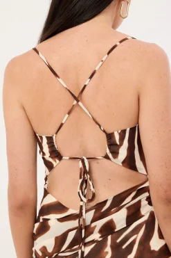 Elliot Mini Dress Brown Print