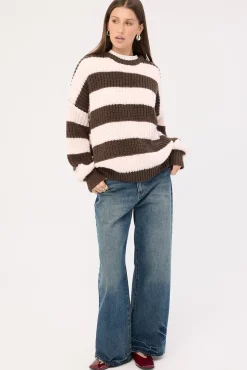 Ellis Stripe Knit Jumper Brown and Pink