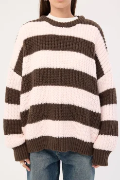 Ellis Stripe Knit Jumper Brown and Pink