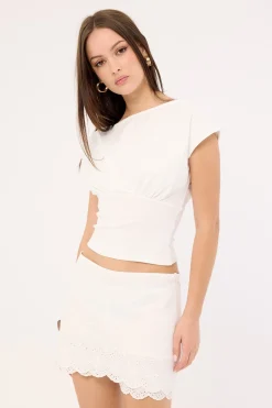 Elodie Broderie Skort White