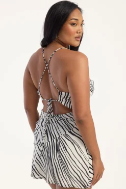 Elodie Mini Dress Black/White Stripe