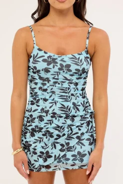 Eloisa Mesh Mini Dress Blue Print