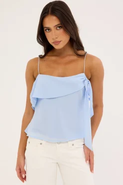 Elouise Draped Shoulder Top Blue