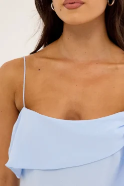 Elouise Draped Shoulder Top Blue