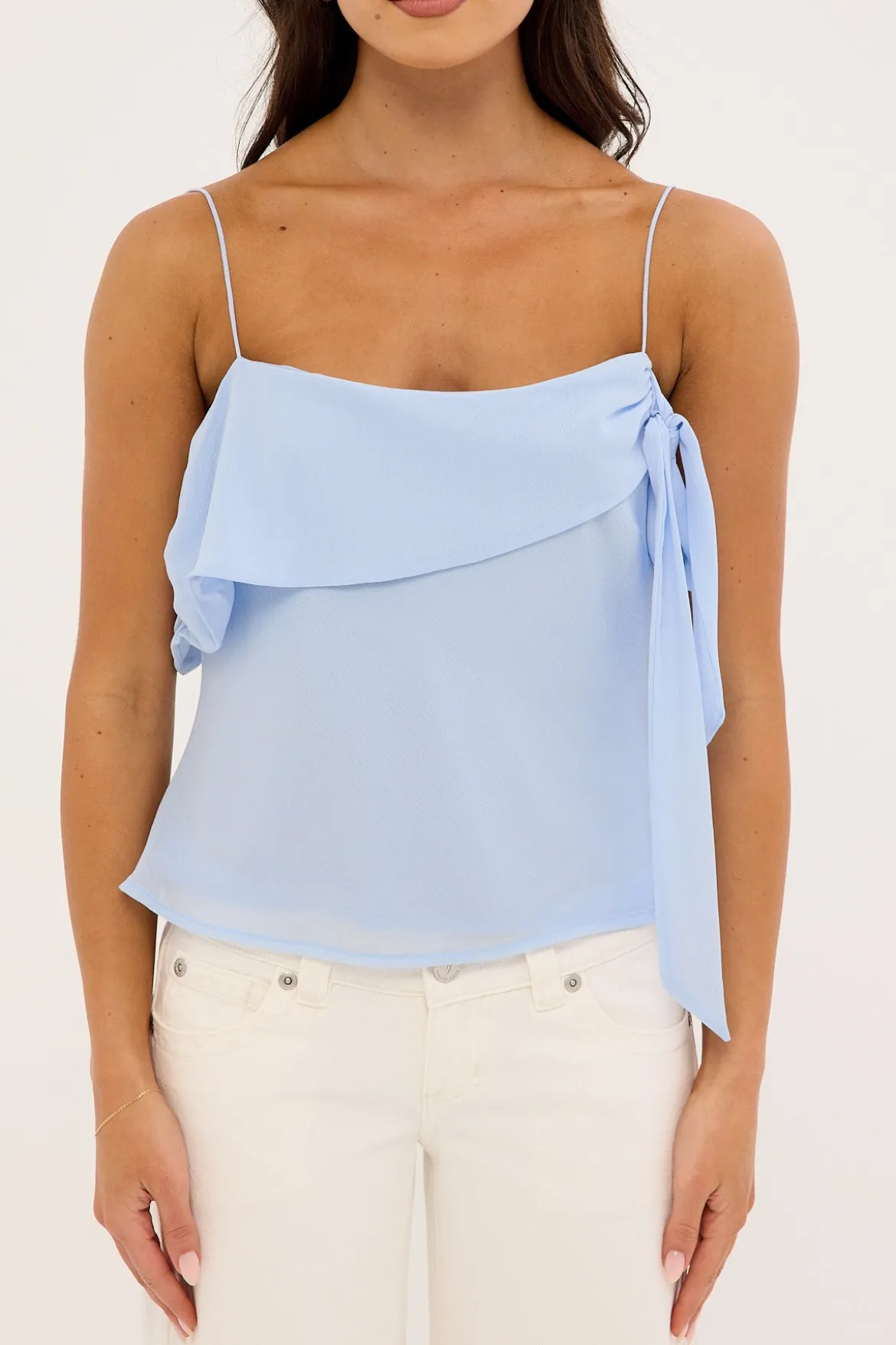 Elouise Draped Shoulder Top Blue