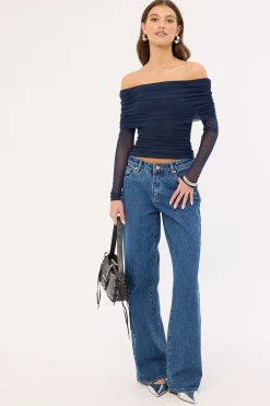 Elyse Off Shoulder Long Sleeve Top Ink