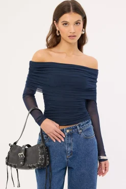 Elyse Off Shoulder Long Sleeve Top Ink