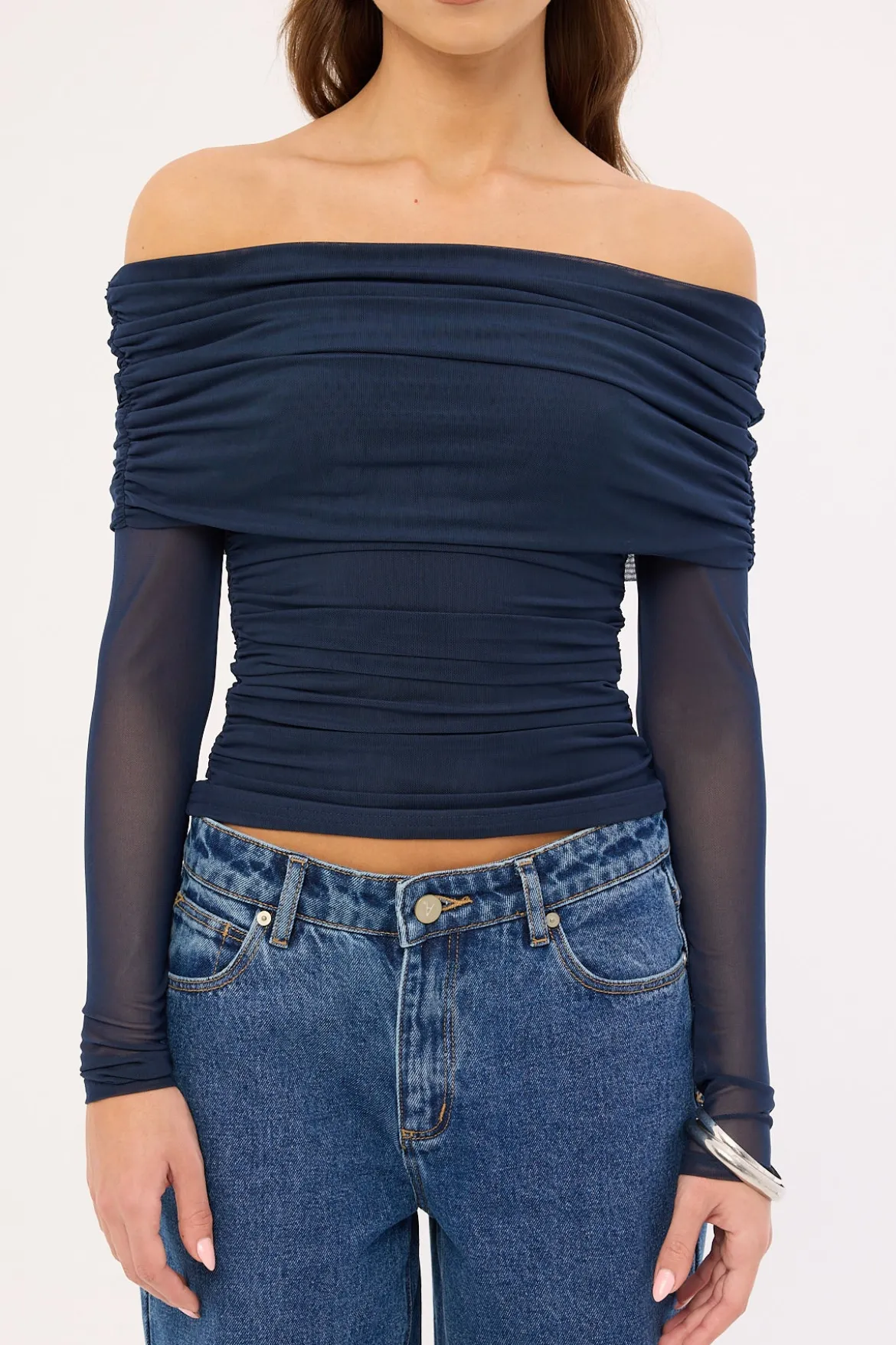 Elyse Off Shoulder Long Sleeve Top Ink