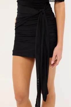 Elyse Recycled Off Shoulder Mini Dress Black