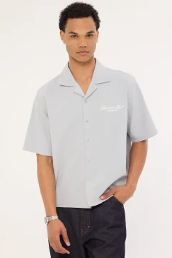 Elysian Boxy Cropped Resort Shirt Light Blue