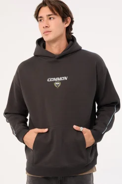 Emblem Boxy Hoodie Black