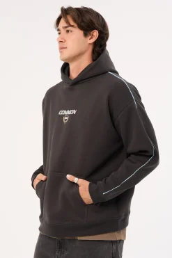 Emblem Boxy Hoodie Black