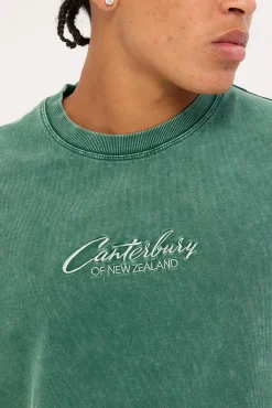 Embroidered Heritage Logo Heavyweight Oversized Tee Pine Needle Green