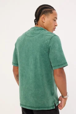 Embroidered Heritage Logo Heavyweight Oversized Tee Pine Needle Green
