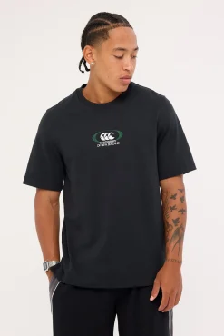 Embroidered Oval Logo Heavyweight Oversized Tee Jet Black