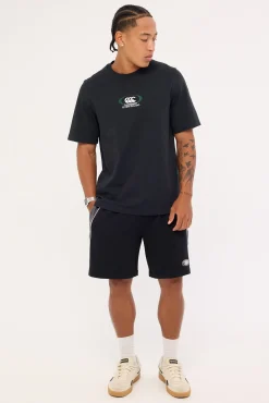 Embroidered Oval Logo Heavyweight Oversized Tee Jet Black