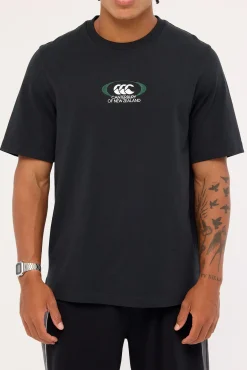 Embroidered Oval Logo Heavyweight Oversized Tee Jet Black