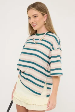 Emerging Tee Green Stripe
