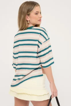 Emerging Tee Green Stripe