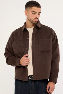 Emerson Cropped Heavyweight Overshirt Fudge Brown
