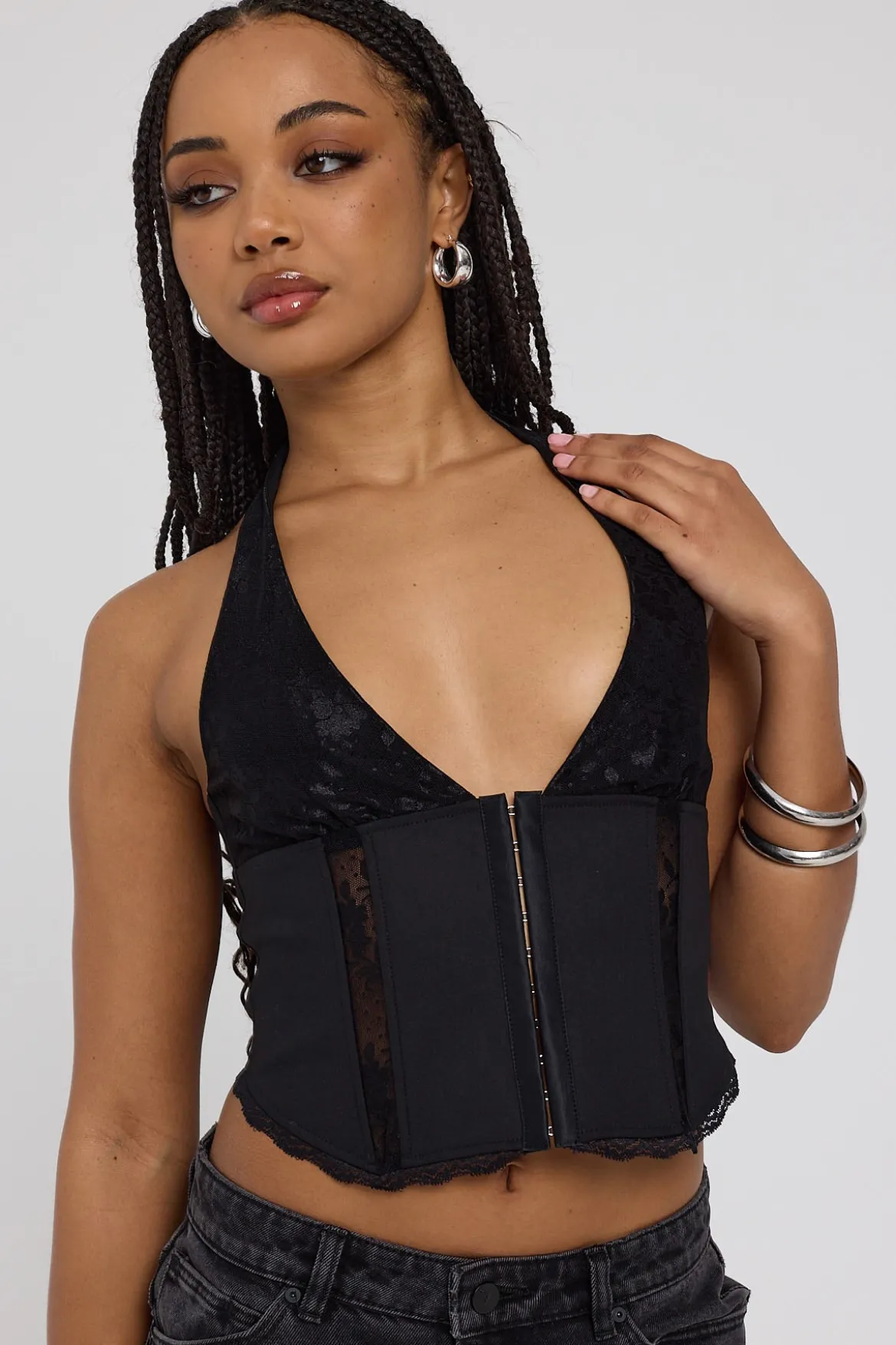Emersyn Lace Corset Top Black