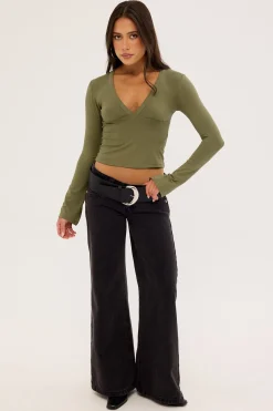 Emesy Long Sleeve Top Khaki