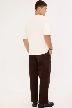 Emmett Pleated Cord Trouser Dark Brown