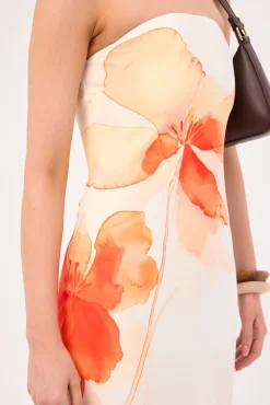 Enara Bloom Maxi Dress Orange Print