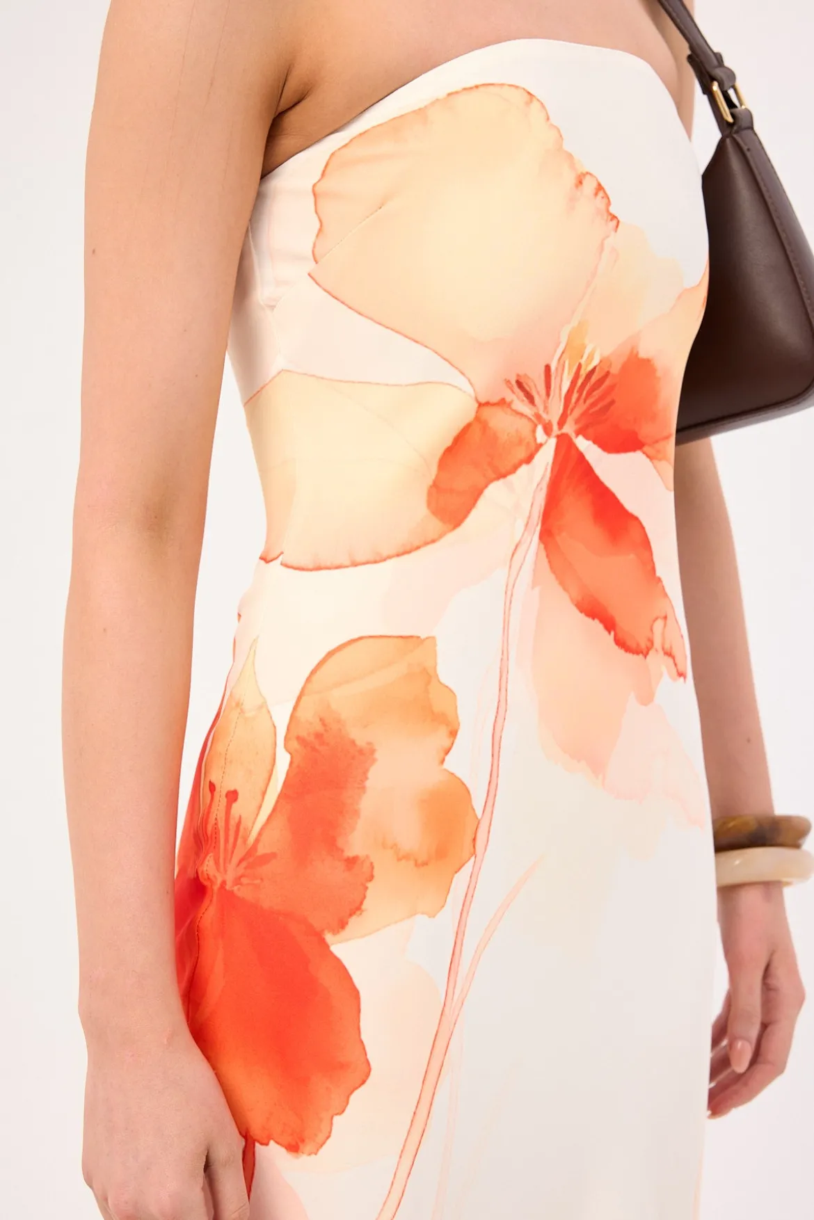 Enara Bloom Maxi Dress Orange Print