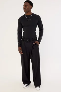 Encryption Slim Compression Long Sleeve Tee Black
