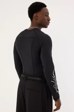 Encryption Slim Compression Long Sleeve Tee Black