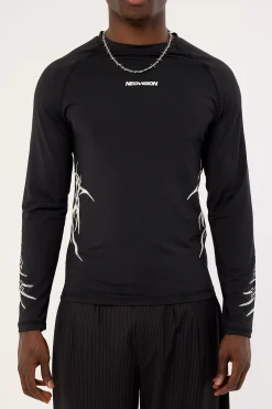 Encryption Slim Compression Long Sleeve Tee Black