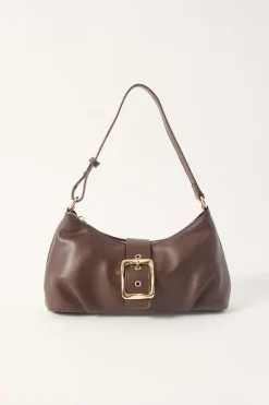 Enola Buckle Shoulder Bag Brown