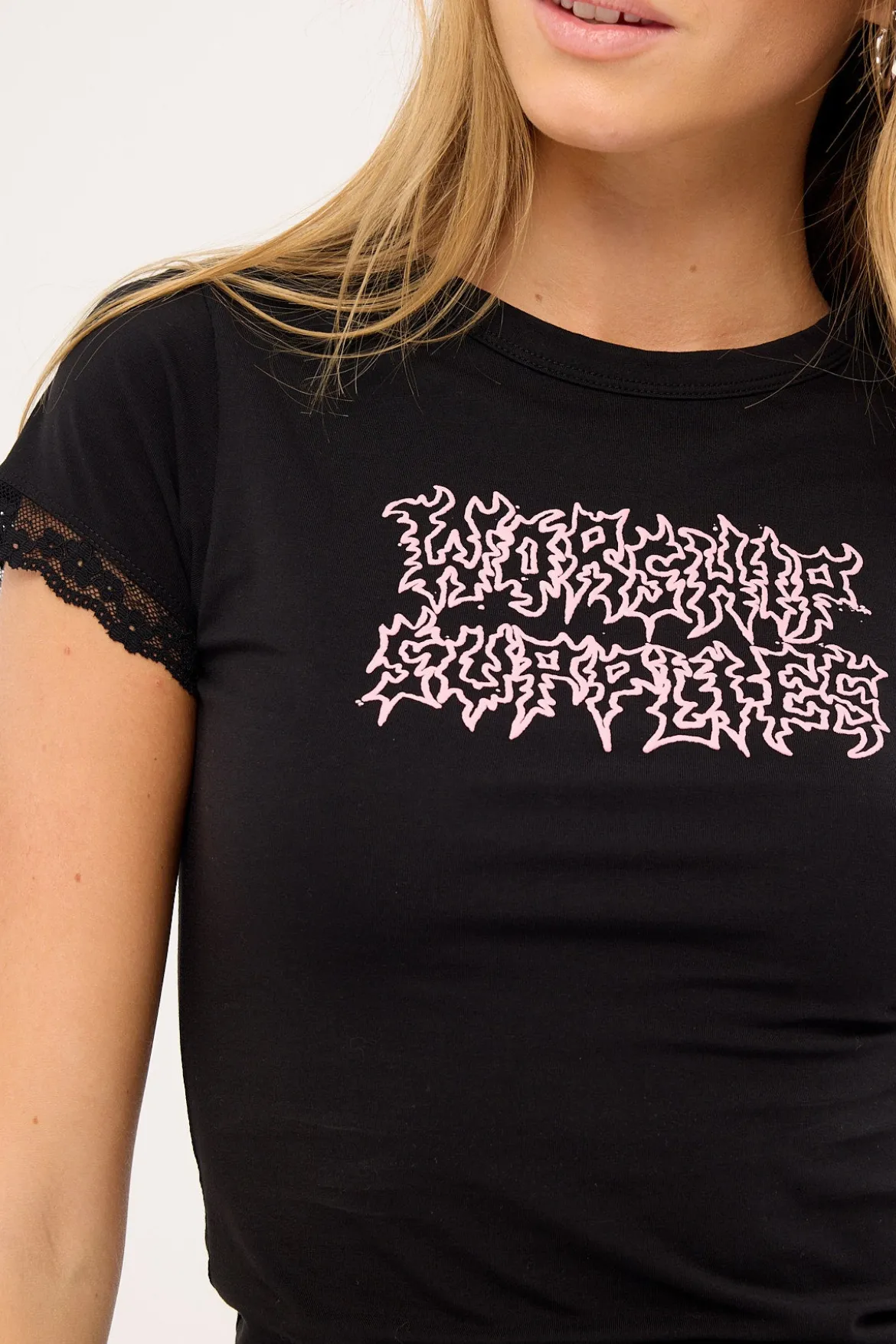 Enough Cap Sleeve Tee Black