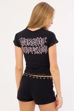 Enough Cap Sleeve Tee Black