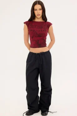 Entwine Boat Neck Top Deep Cherry