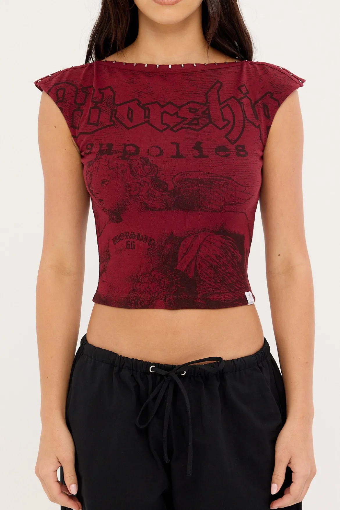 Entwine Boat Neck Top Deep Cherry
