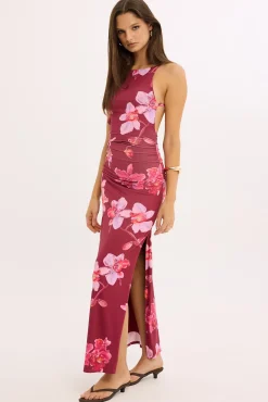 Esme Lani Split Midi Dress Floral Print