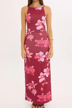 Esme Lani Split Midi Dress Floral Print