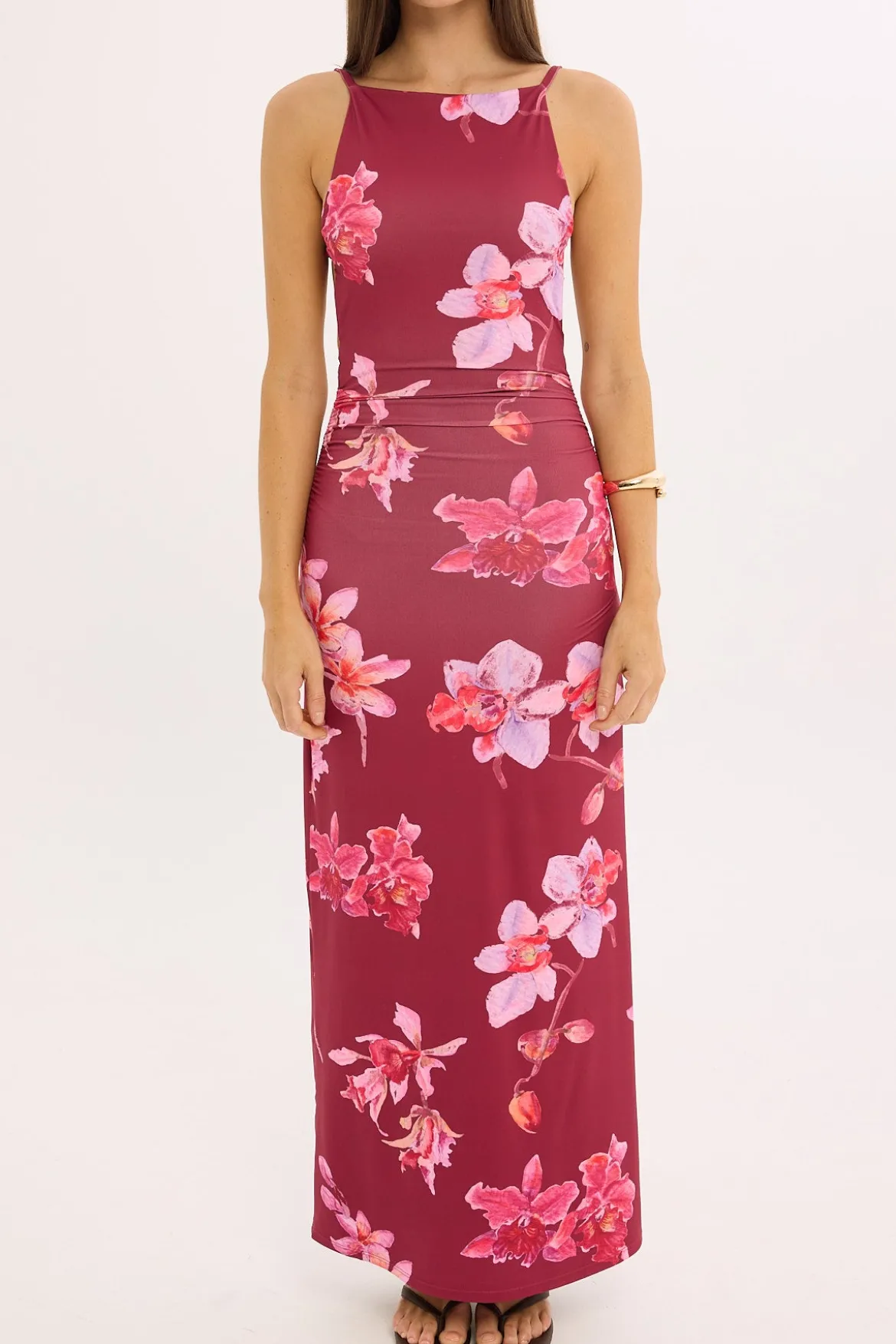 Esme Lani Split Midi Dress Floral Print