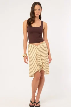 Esmeray Midi Skirt Diagonal Stripe Yellow