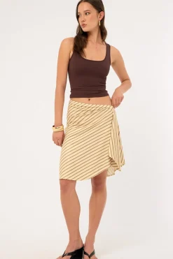 Esmeray Midi Skirt Diagonal Stripe Yellow