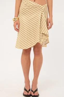 Esmeray Midi Skirt Diagonal Stripe Yellow