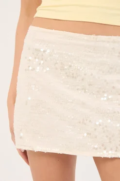 Essie Sequin Mini Skirt Off White