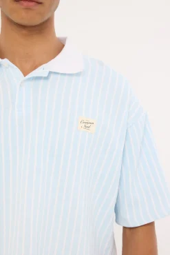Eton Boxy Cropped Polo Blue Stripe