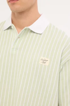 Eton Boxy Cropped Polo Sage Stripe