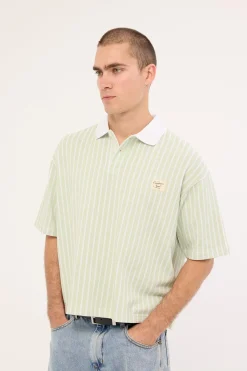 Eton Boxy Cropped Polo Sage Stripe